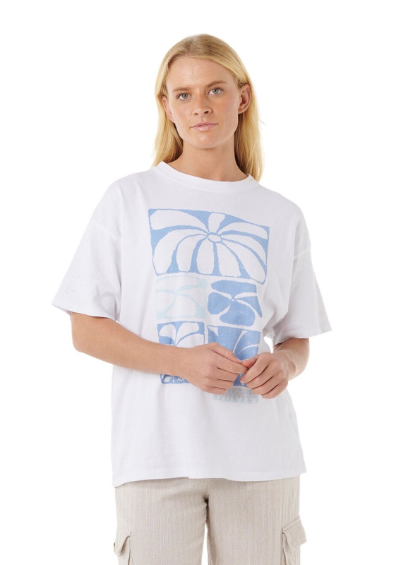 Rip curl dámské tričko Oceanic Heritage Optical White | Bílá | Velikost L | 100% bavlna