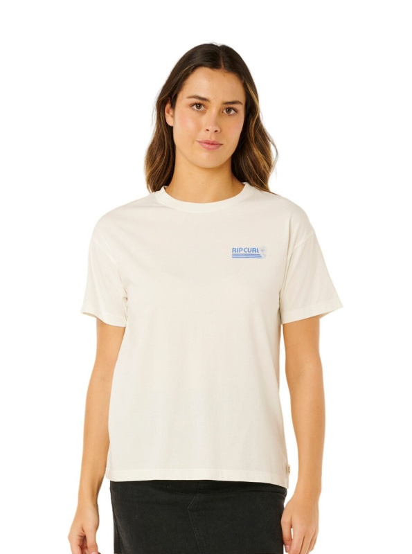 Rip curl dámské tričko Ocean Break Relaxed Bone | Bílá | Velikost S | 100% bavlna