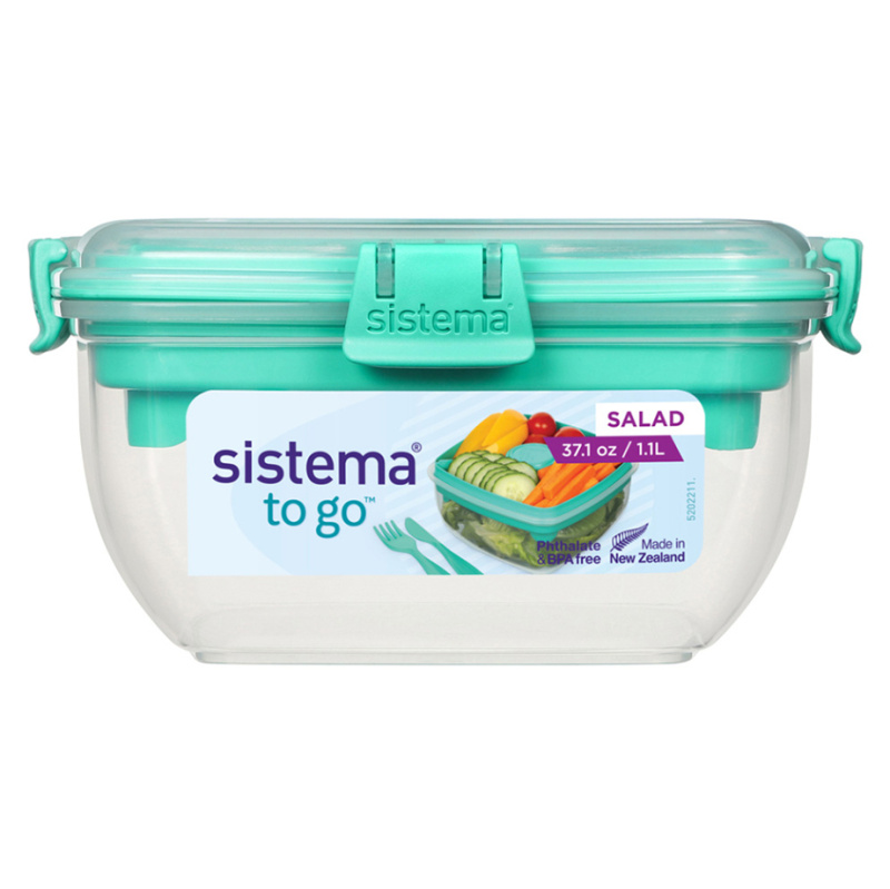 SISTEMA To Go Krabička s miskou na salát s příborem zelená 1,1 l