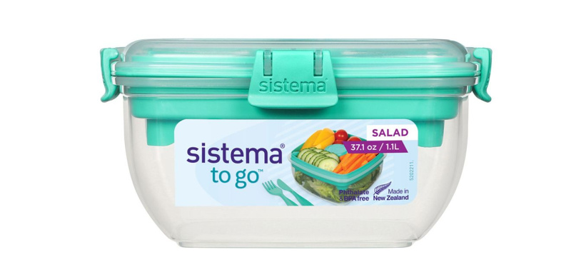 SISTEMA To Go Krabička s miskou na salát s příborem zelená 1,1 l