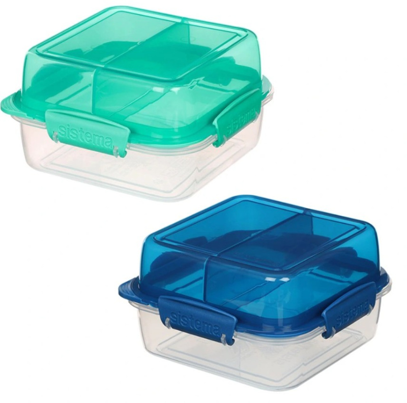Sistema Dělený svačinový box To Go LunchStack Square 1,24 l, mix barev