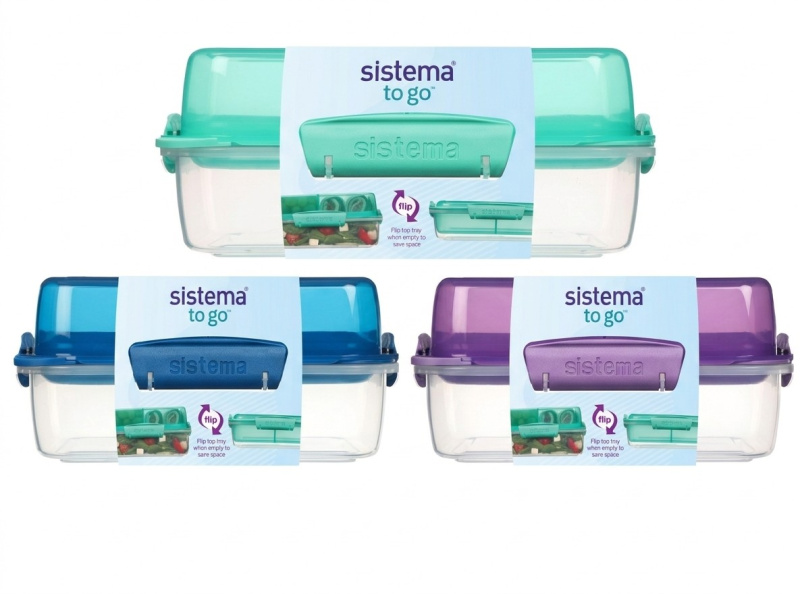 Sistema Dělený svačinový box To Go LunchStack Rectangle 1,8 l, mix barev