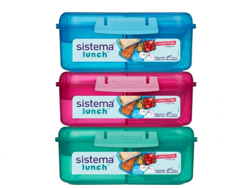 Sistema Lunch 3 komorová krabička s miskou a 2 tácky 1,25 l mix