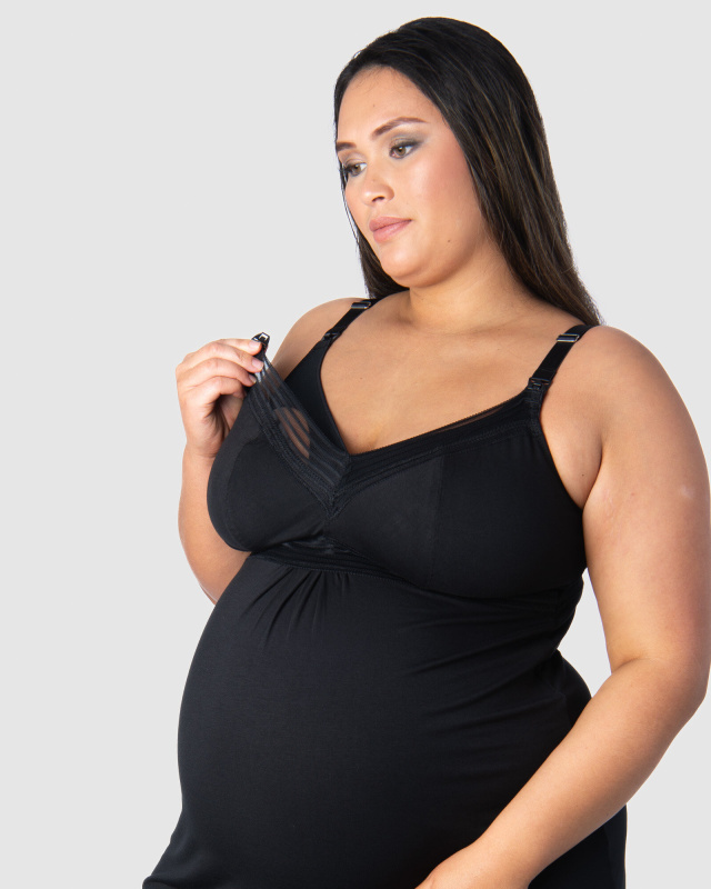 Dámská noční košilka Hotmilk Dream Nightie FULL CAP kojicí černá (DNB) XL