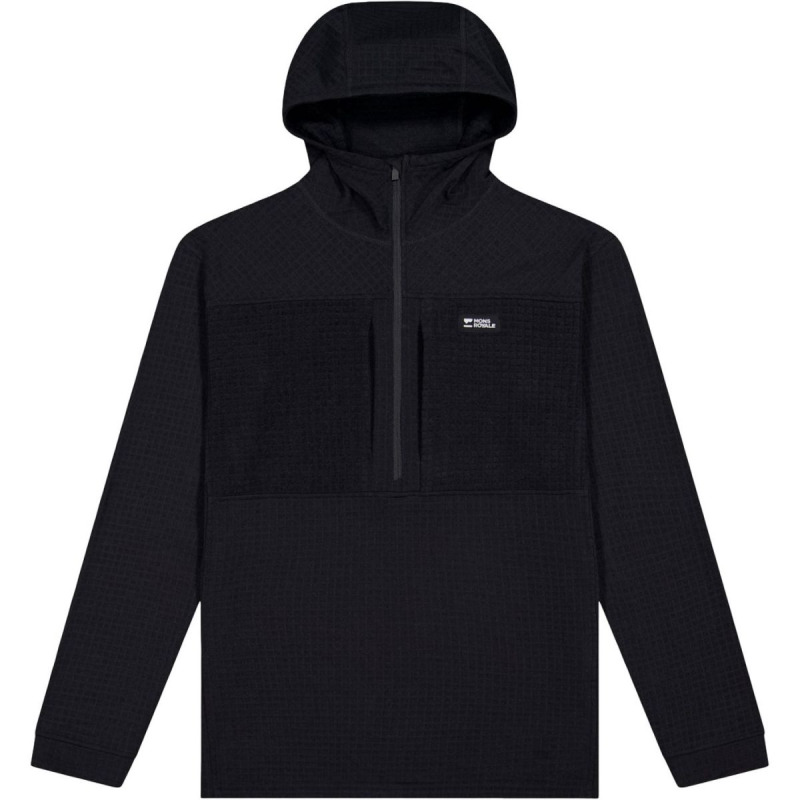 Mons Royale Offgrid Merino Fleece 1/2 Zip Long Sleeve, fleecová mikina, pánská, černá