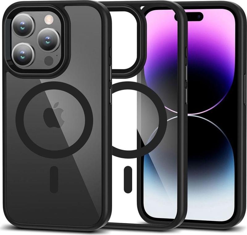 Tech-Protect Ochranný kryt na iPhone 15 Pro MAX - Tech-Protect, Magmat MagSafe Black/Clear