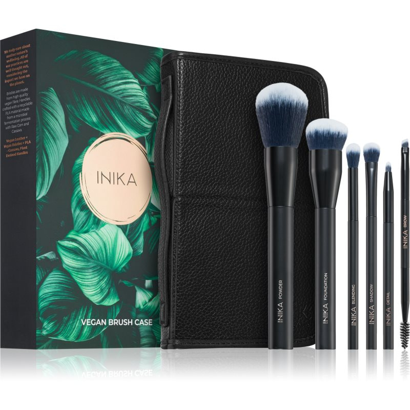 INIKA Organic Brush Case With Brushes sada štětců s pouzdrem 1 ks