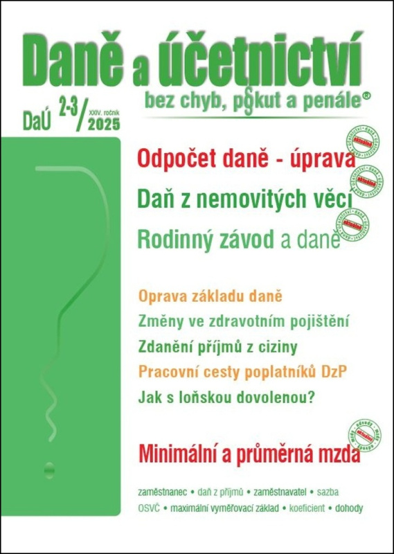 DaÚ 2-3/2025 Odpočet daně - úprava pravidel PORADCE s. r. o.