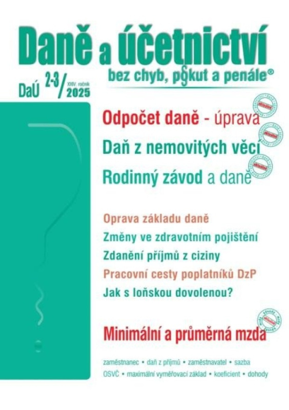 DaÚ 2-3/2025 Odpočet daně - úprava pravidel PORADCE s. r. o.
