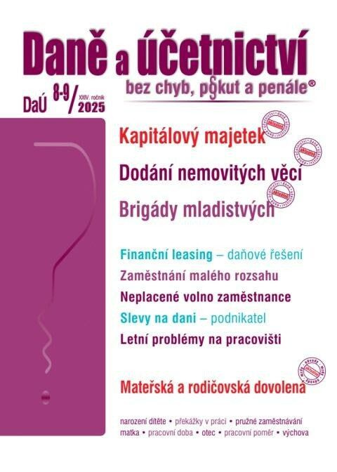 Daně a účetnictví bez chyb, pokut a penále č. 8-9 / 2025 - Kapitálový majetek - kniha z kategorie Jednoduché účetnictví