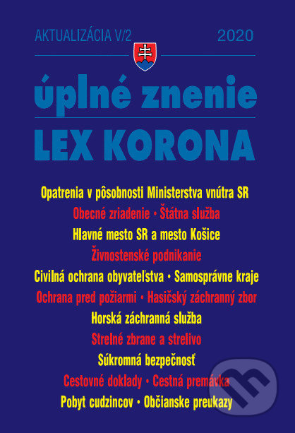 Aktualizácia V/2 2020 –LEX-KORONA – štátna a verejná služba, civilná ochrana, súkromná bezpečnosť
