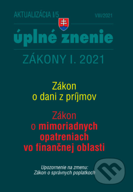 Aktualizácia I/5 - Daňové a účtovné zákony (Zákon o správnych poplatkoch, Mimoriadne opatrenia vo finančnej oblasti)
