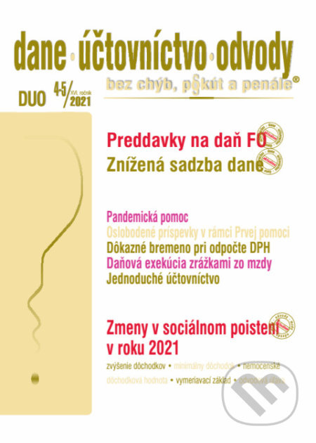 Dane a účtovníctvo 4-5 / 2021 - Zmeny v daniach a v účtovníctve v roku 2021