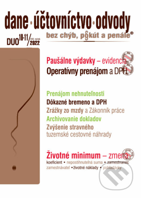 Dane, účtovníctvo, odvody č. 10-11 / 2022 - Paušálne výdavky – evidencia