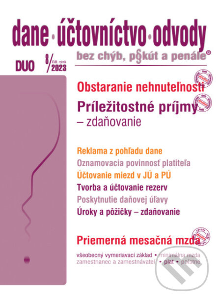 Dane, účtovníctvo, odvody  č. 8 / 2023 - Zdaňovanie príležitostných príjmov
