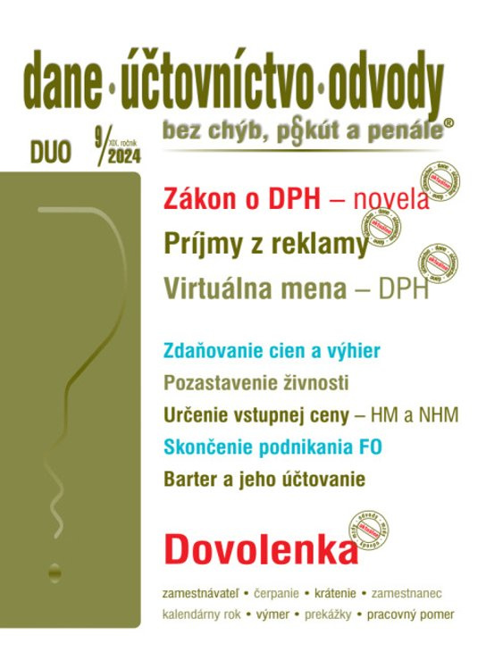 DUO 9/2024  – Dane, účtovníctvo, odvody bez chýb, pokút a penále
