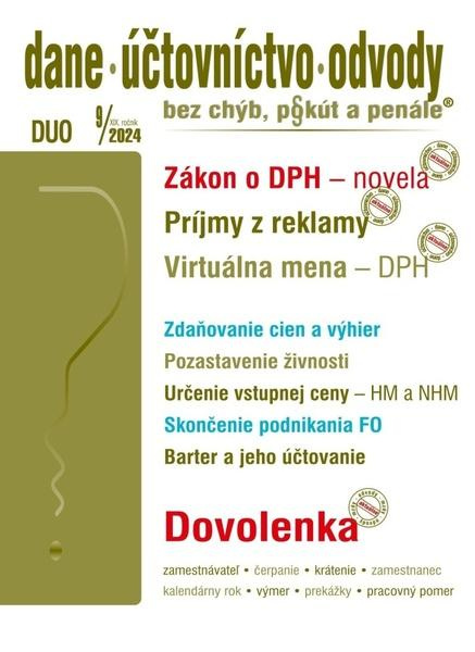 DUO 9/2024  – Dane, účtovníctvo, odvody bez chýb, pokút a penále