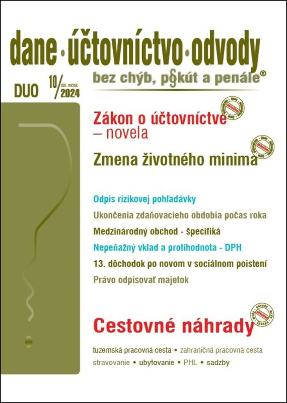 Dane, účtovníctvo, odvody bez chýb, pokút a penále č. č. 10 / 2024 - Novela zákona o účtovníctve