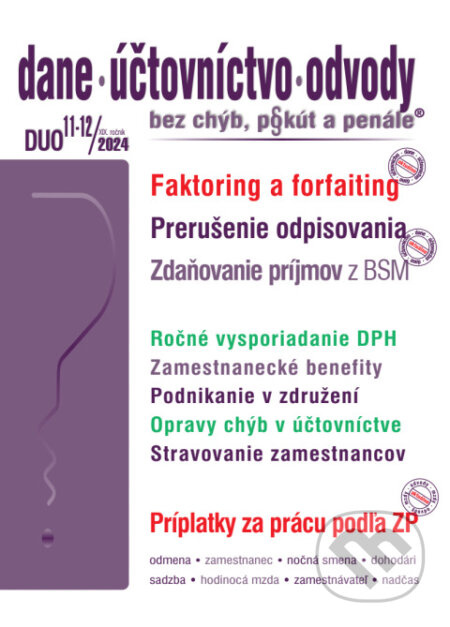 Dane, účtovníctvo, odvody bez chýb, pokút a penále č. 11-12 / 2024 - Faktoring a forfaiting