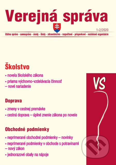 Verejná správa 1-2/2020  - Novela školského zákona, Cestná doprava, Zálohovanie jednorazových obalov na nápoje