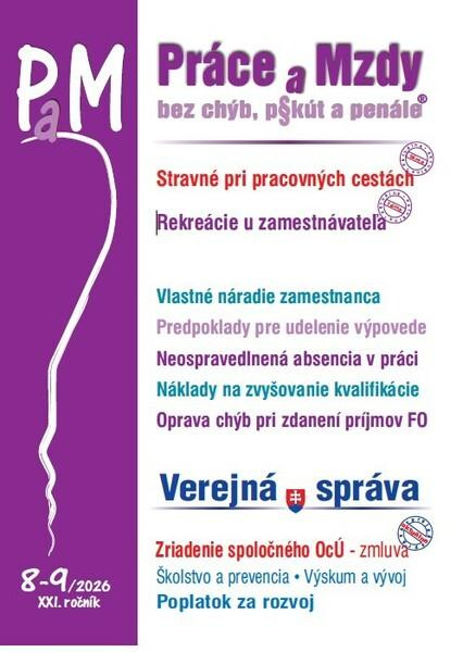 PaM č. 8-9 / 2026 - Stravné, Rekreácie (Pracovná disciplína, absencia, nadčasy) - kniha z kategorie Pracovné právo