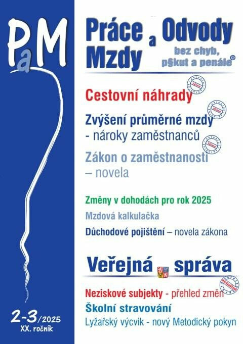 PaM 2-3/2025 Cestovní náhrady 2025 PORADCE s. r. o.