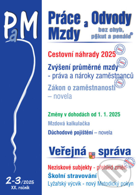 PaM 2-3/2025 Cestovní náhrady 2025 PORADCE s. r. o.