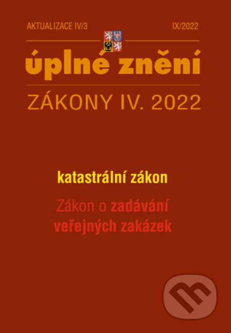 Aktualizace IV/3 - zákon o zadávání veřejných zakázek, katastrální zákon