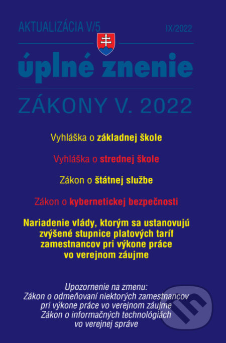 Aktualizácia V/5 / 2022 - štátna služba, inf. technológie verejnej správy