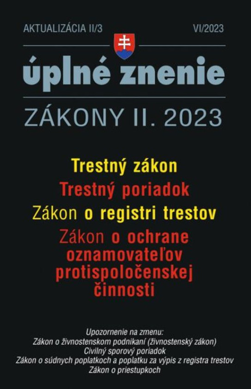 Aktualizácia II/3 - Trestný zákon a Trestný poriadok -  Autor Neuveden