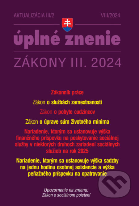 Aktualizácia III/2 / 2024 - Zákonník práce a zamestnávanie