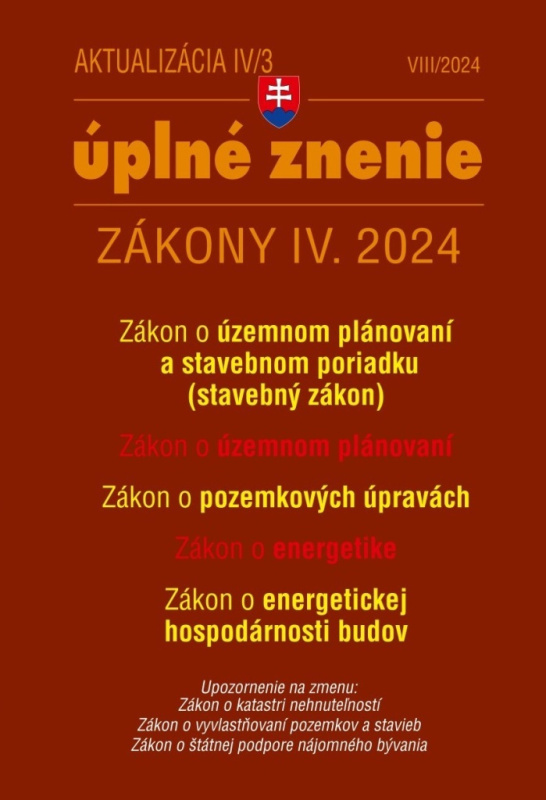 Aktualizácia IV/3 / 2024 - Stavebný zákon (Vlastníctvo bytov a nebytových priestorov)