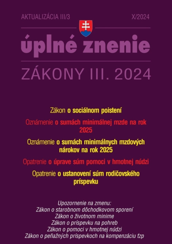 Aktualizácia III/3 / 2025 - Sociálne poistenie, minimálna mzdy