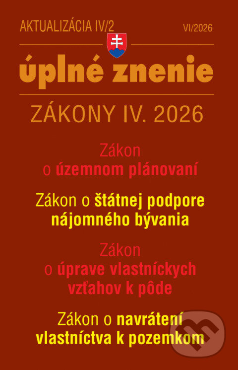Aktualizácia IV/2 / 2026 - Stavebný zákon – územné plánovanie - kniha z kategorie Správne právo