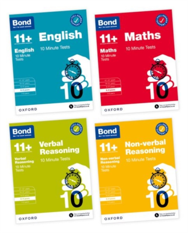 Bond 11+ 10 Minute Tests Bundle for Age 8-9 | For GL Assessment & other 11 plus exams | English, Maths, Verbal Reasoning, and Non-verbal Reasoning - B