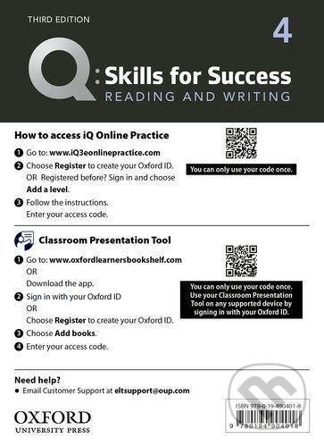 Q: Skills for Success: Reading and Writing 4 - Teacher´s Access Card, 3rd - kniha z kategorie Jazykové učebnice a slovníky