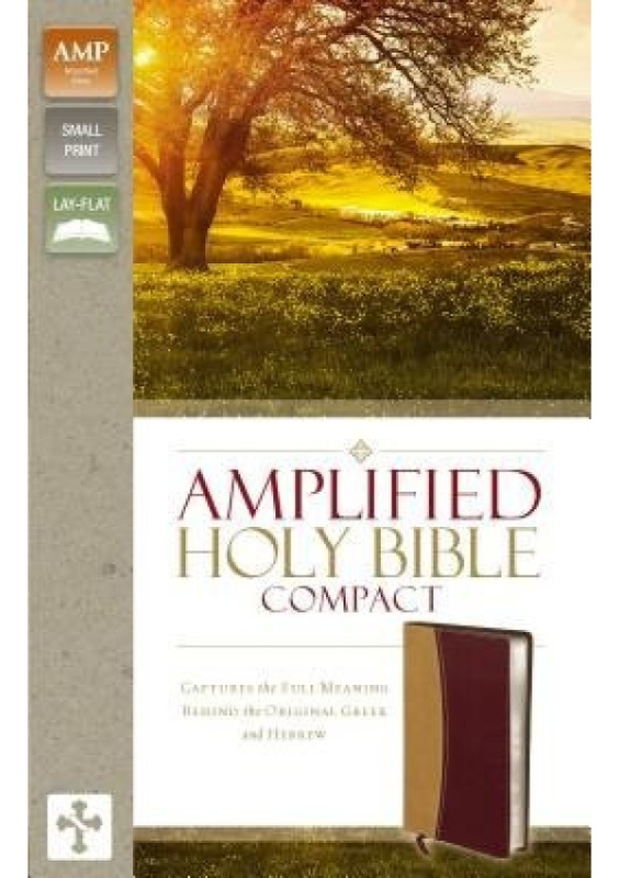 Amplified Holy Bible, Compact, Leathersoft, Tan/Burgundy, Captures the Full Meaning Behind the Original Greek and Hebrew Zondervan