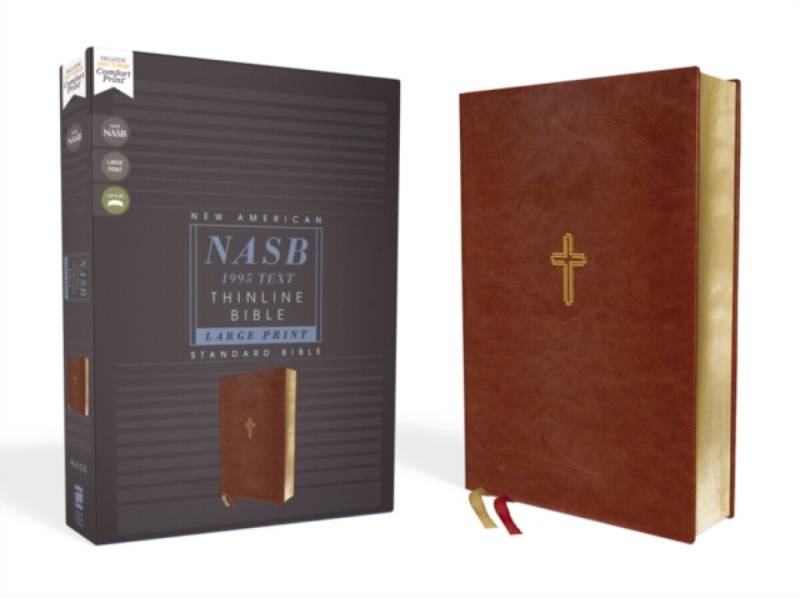 NASB, Thinline Bible, Large Print, Leathersoft, Brown, Red Letter, 1995 Text, Comfort Print - Zondervan