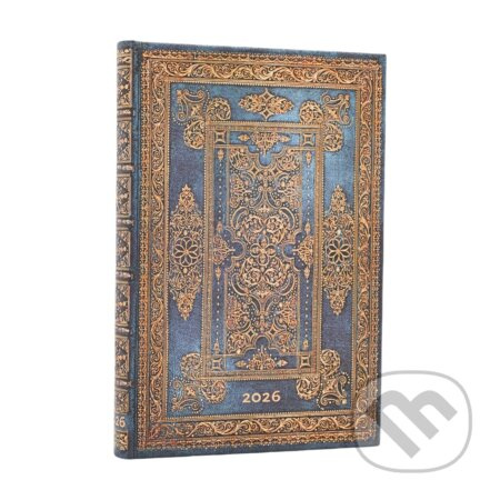 Paperblanks - týždenný diár Blue Luxe 2026 (mini, verso, elastické zatváranie)