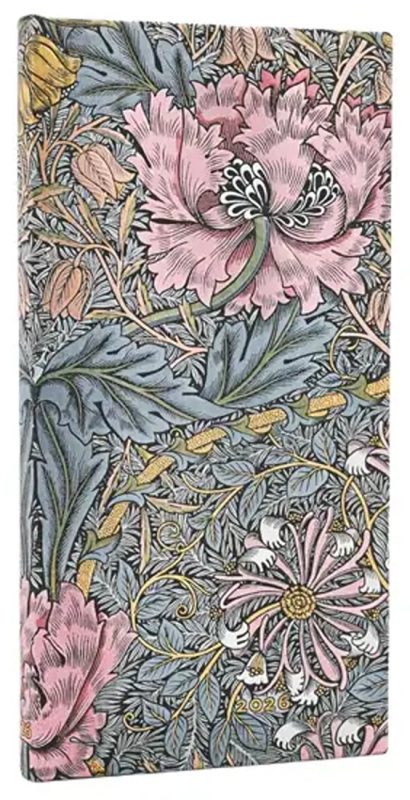 Paperblanks - týždenný diár Morris Pink Honeysuckle 2026