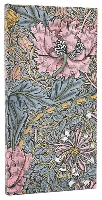 Paperblanks - týždenný diár Morris Pink Honeysuckle 2026