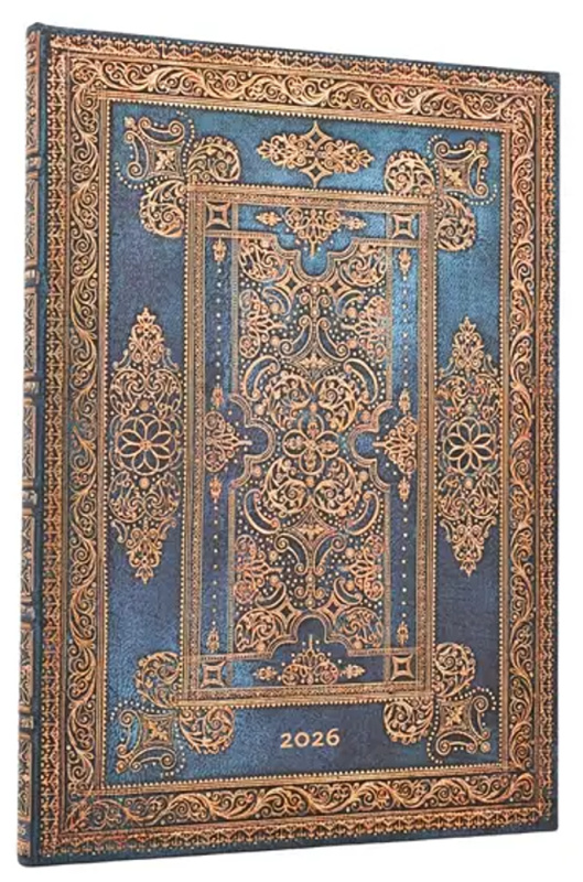 Paperblanks - týždenný diár Blue Luxe 2026 (maxi, horizontálny, elastické zatváranie)