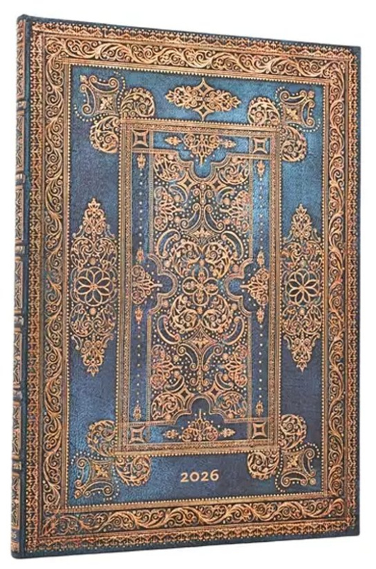 Paperblanks - týždenný diár Blue Luxe 2026 (maxi, horizontálny, elastické zatváranie)