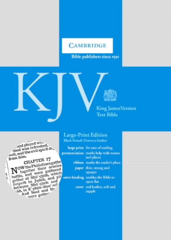 Bible King James Version Large Print Text Black French Morocco Kj653t