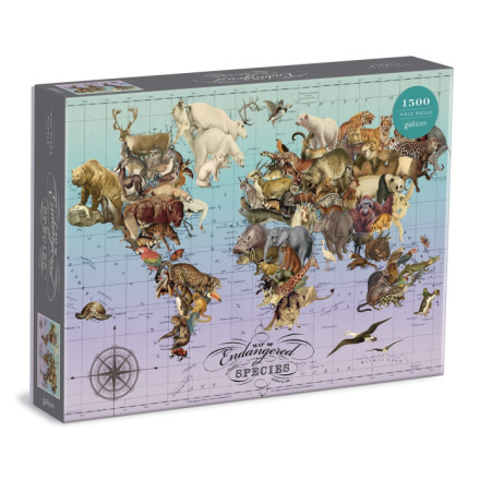 Galison Puzzle Mapa ohrožených druhů 1500 dílků