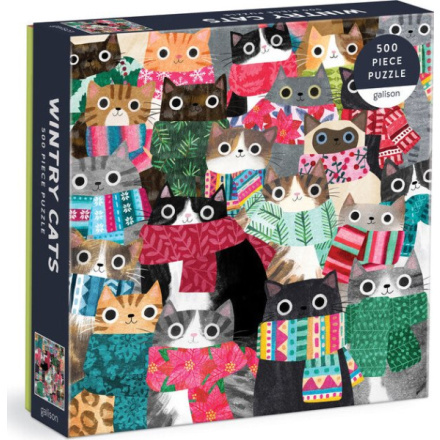 Galison Puzzle Zimní kočky 500 dílků