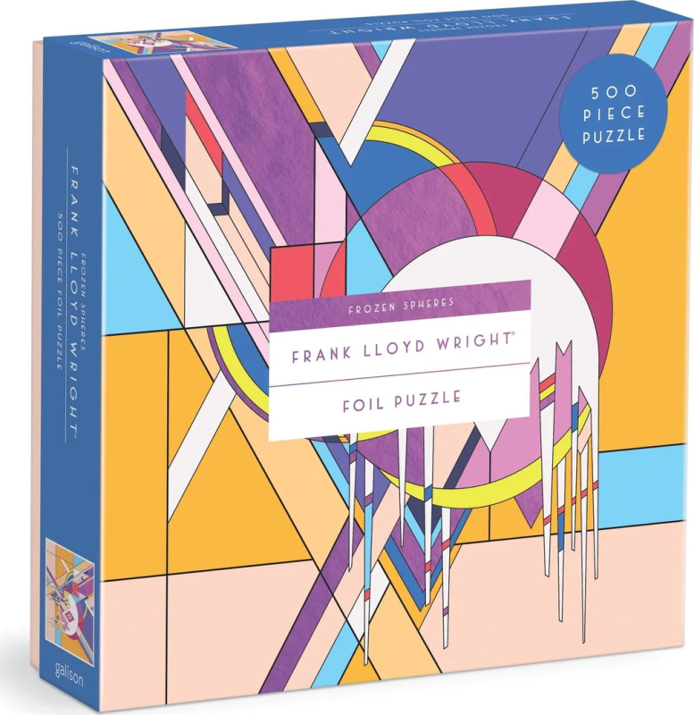 GALISON Metalické čtvercové puzzle Frank Lloyd Wright: Zamrzlé sféry 500 dílků