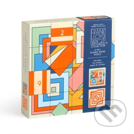 GALISON Posuvné dřevěné puzzle Frank Lloyd Wright: Imperial Hotel 2v1 (16 dílků)