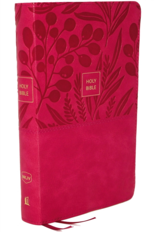 NKJV, End-of-Verse Reference Bible, Personal Size Large Print, Leathersoft, Pink, Red Letter, Comfort Print - Thomas Nelson