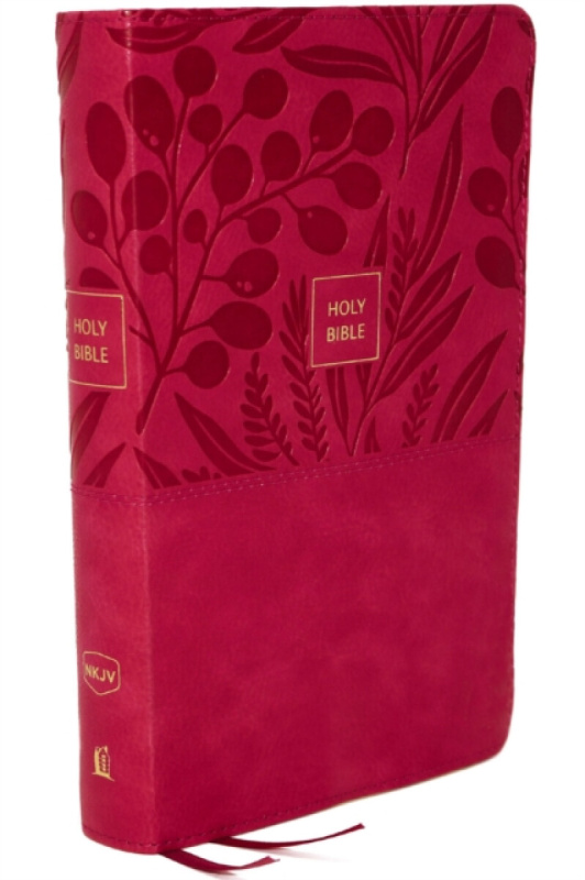 NKJV, End-of-Verse Reference Bible, Personal Size Large Print, Leathersoft, Pink, Thumb Indexed, Red Letter, Comfort Print - Thomas Nelson